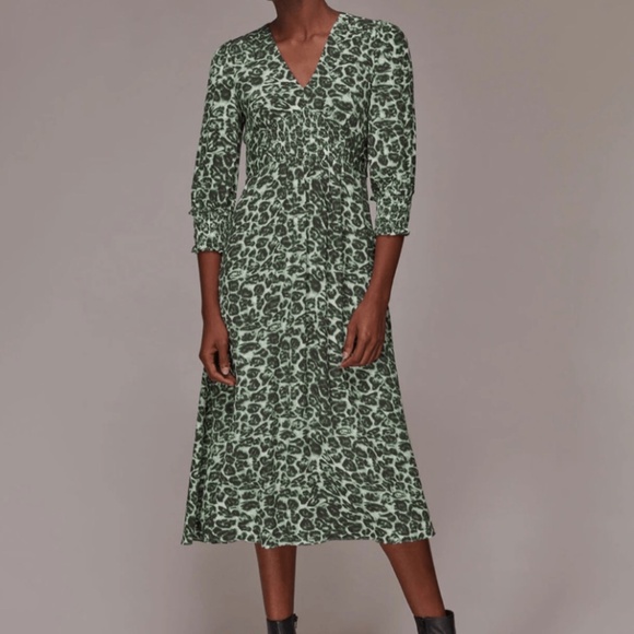 Whistles green leopard dress - Picture 4 of 6